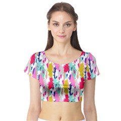 Acryl Paint Short Sleeve Crop Top by CoshaArt