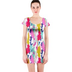 Acryl Paint Short Sleeve Bodycon Dress by CoshaArt