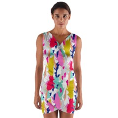 Acryl Paint Wrap Front Bodycon Dress by CoshaArt