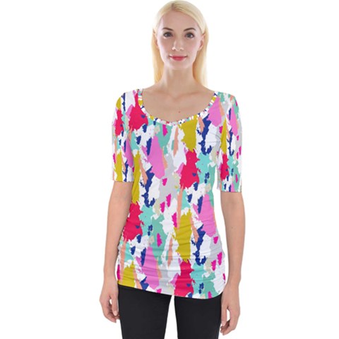 Acryl Paint Wide Neckline Tee by CoshaArt