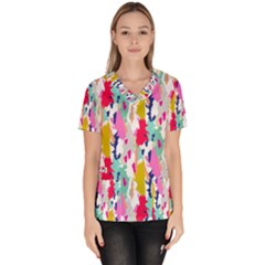 Acryl Paint Women s V-neck Scrub Top by CoshaArt