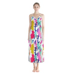 Acryl Paint Button Up Chiffon Maxi Dress by CoshaArt