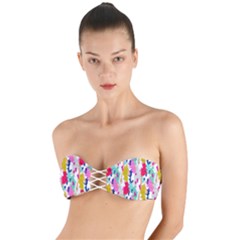 Acryl Paint Twist Bandeau Bikini Top by CoshaArt