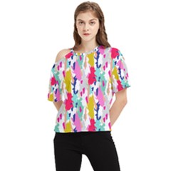 Acryl Paint One Shoulder Cut Out Tee by CoshaArt