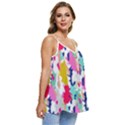 Acryl Paint Casual Spaghetti Strap Chiffon Top View3