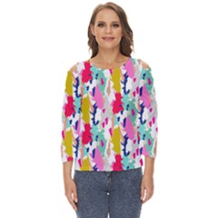 Acryl Paint Cut Out Wide Sleeve Top