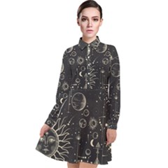 Mystic Patterns Long Sleeve Chiffon Shirt Dress by CoshaArt