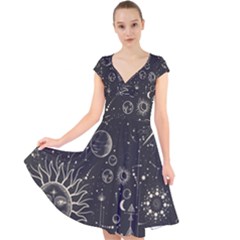 Mystic Patterns Cap Sleeve Front Wrap Midi Dress by CoshaArt