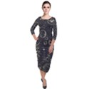 Mystic patterns Quarter Sleeve Midi Velour Bodycon Dress View1