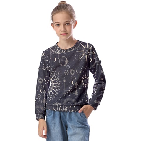 Mystic Patterns Kids  Long Sleeve Tee With Frill  by CoshaArt