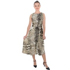 Luxury Snake Print Midi Tie-back Chiffon Dress by CoshaArt