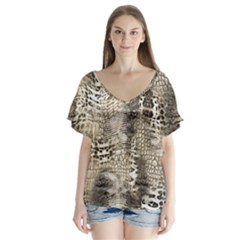 Luxury Snake Print V-neck Flutter Sleeve Top by CoshaArt