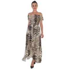 Luxury Snake Print Off Shoulder Open Front Chiffon Dress by CoshaArt