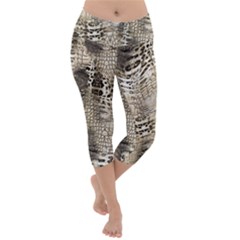 Luxury Snake Print Lightweight Velour Capri Yoga Leggings by CoshaArt