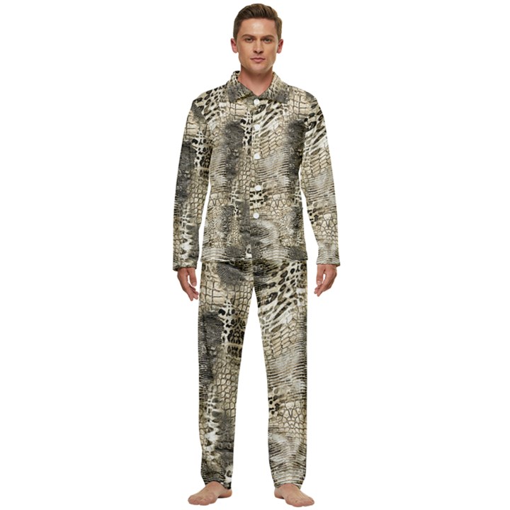 Luxury Snake Print Men s Long Sleeve Velvet Pocket Pajamas Set