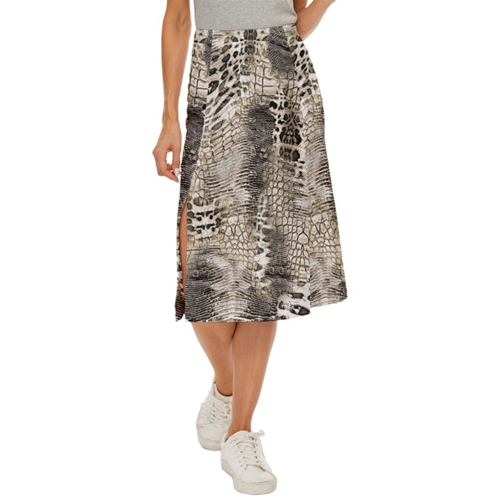 Luxury Snake Print Midi Panel Skirt