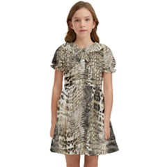 Luxury Snake Print Kids  Bow Tie Puff Sleeve Dress