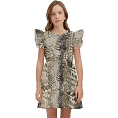 Luxury Snake Print Kids  Winged Sleeve Dress