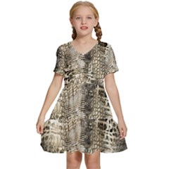 Luxury Snake Print Kids  Short Sleeve Tiered Mini Dress