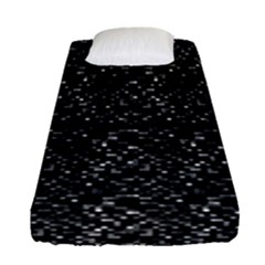 Pixel Grid Dark Black And White Pattern Fitted Sheet (single Size) by dflcprintsclothing