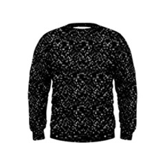 Pixel Grid Dark Black And White Pattern Kids  Sweatshirt by dflcprintsclothing