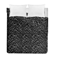 Pixel Grid Dark Black And White Pattern Duvet Cover Double Side (full/ Double Size) by dflcprintsclothing