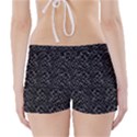 Pixel Grid Dark Black And White Pattern Boyleg Bikini Wrap Bottoms View2