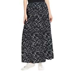 Pixel Grid Dark Black And White Pattern Maxi Chiffon Skirt by dflcprintsclothing