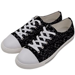 Pixel Grid Dark Black And White Pattern Men s Low Top Canvas Sneakers by dflcprintsclothing