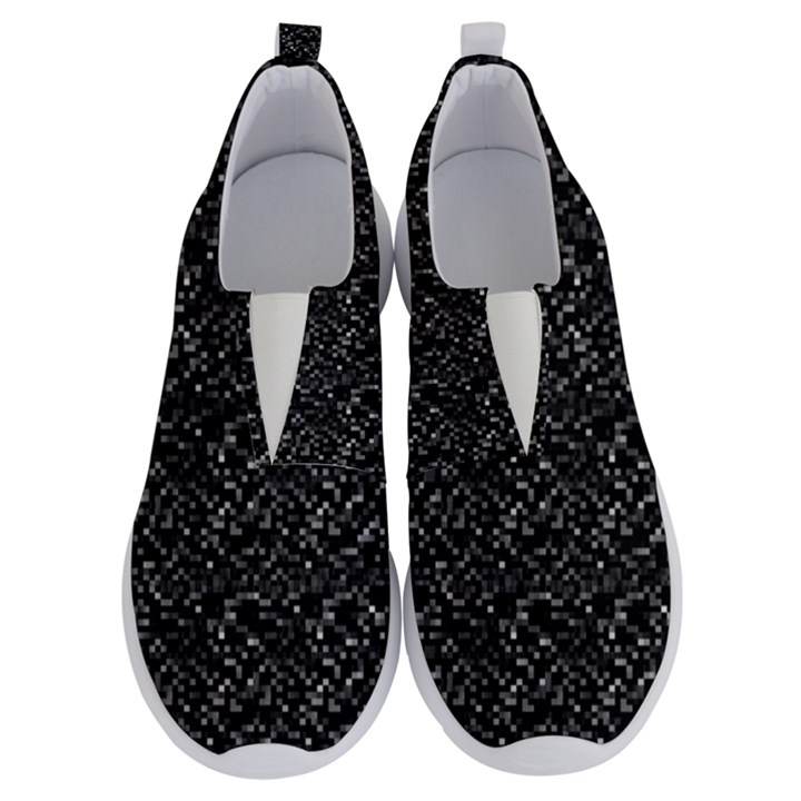 Pixel Grid Dark Black And White Pattern No Lace Lightweight Shoes