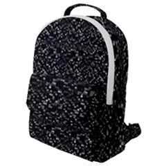 Pixel Grid Dark Black And White Pattern Flap Pocket Backpack (small)