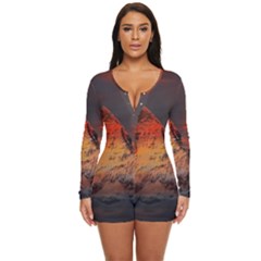 Switzerland-zermatt-mountains-snow- Long Sleeve Boyleg Swimsuit