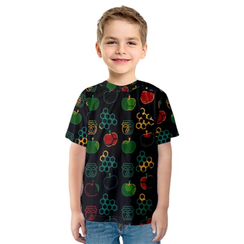 Apples Honey Honeycombs Pattern Kids  Sport Mesh Tee by Amaryn4rt