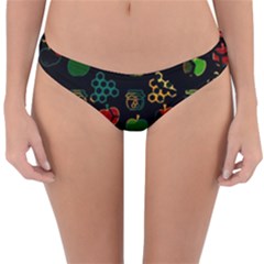 Apples Honey Honeycombs Pattern Reversible Hipster Bikini Bottoms by Amaryn4rt