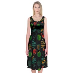 Apples Honey Honeycombs Pattern Midi Sleeveless Dress by Amaryn4rt