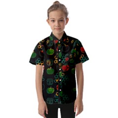 Apples Honey Honeycombs Pattern Kids  Short Sleeve Shirt