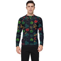 Apples Honey Honeycombs Pattern Men s Long Sleeve Rash Guard