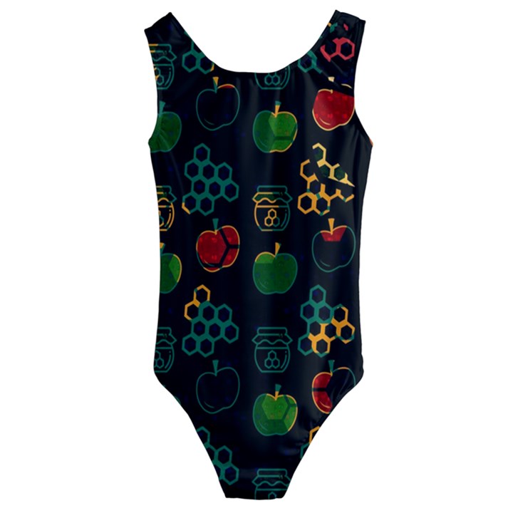 Apples Honey Honeycombs Pattern Kids  Cut-Out Back One Piece Swimsuit