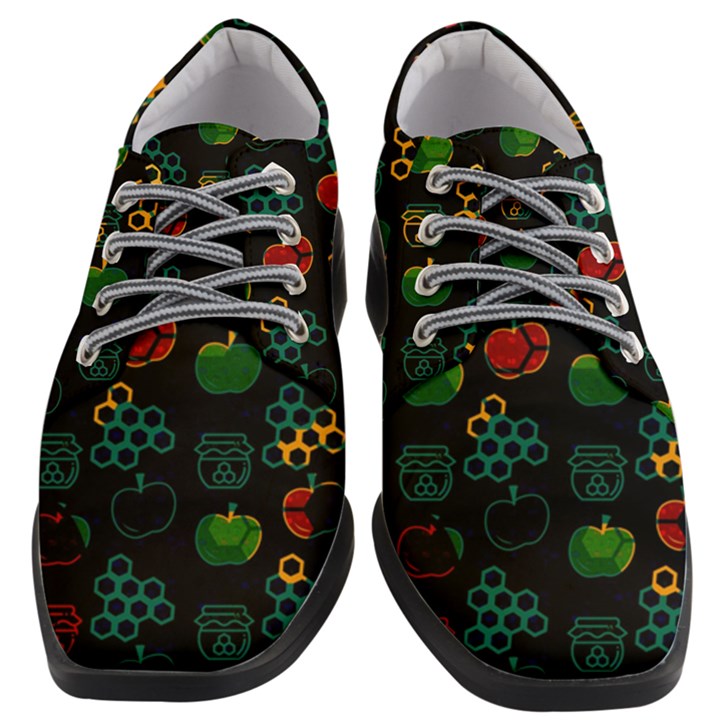 Apples Honey Honeycombs Pattern Women Heeled Oxford Shoes