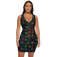 Apples Honey Honeycombs Pattern Draped Bodycon Dress