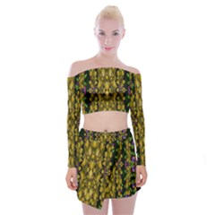 Fanciful Fantasy Flower Forest Off Shoulder Top With Mini Skirt Set by pepitasart