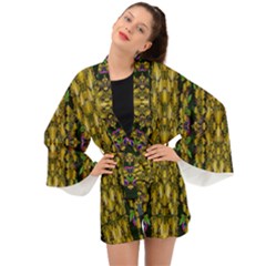 Fanciful Fantasy Flower Forest Long Sleeve Kimono by pepitasart