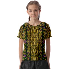 Fanciful Fantasy Flower Forest Kids  Frill Chiffon Blouse by pepitasart