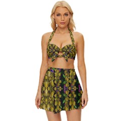 Fanciful Fantasy Flower Forest Vintage Style Bikini Top And Skirt Set  by pepitasart