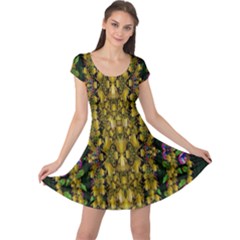 Fanciful Fantasy Flower Forest Cap Sleeve Dress by pepitasart