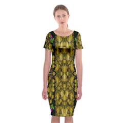 Fanciful Fantasy Flower Forest Classic Short Sleeve Midi Dress by pepitasart