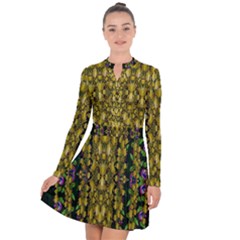 Fanciful Fantasy Flower Forest Long Sleeve Panel Dress by pepitasart