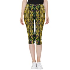 Fanciful Fantasy Flower Forest Inside Out Lightweight Velour Capri Leggings  by pepitasart