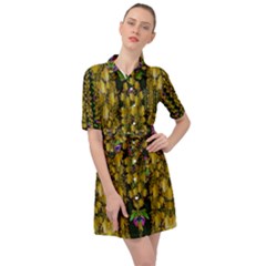 Fanciful Fantasy Flower Forest Belted Shirt Dress by pepitasart