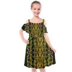 Fanciful Fantasy Flower Forest Kids  Cut Out Shoulders Chiffon Dress by pepitasart